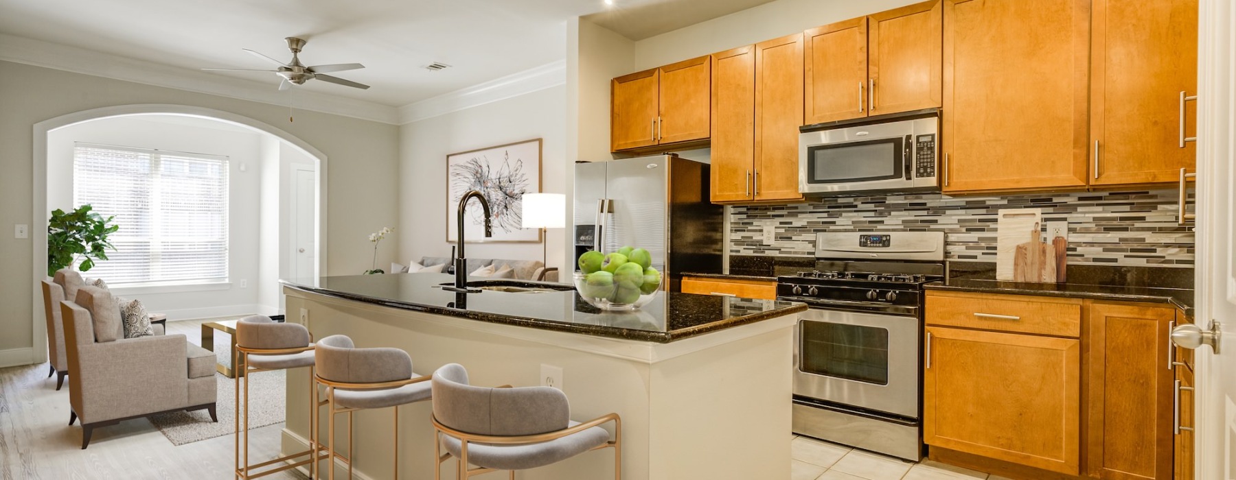 Well-lit kitchen with ample counter space